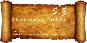 Streitberger Zalán névjegykártya
